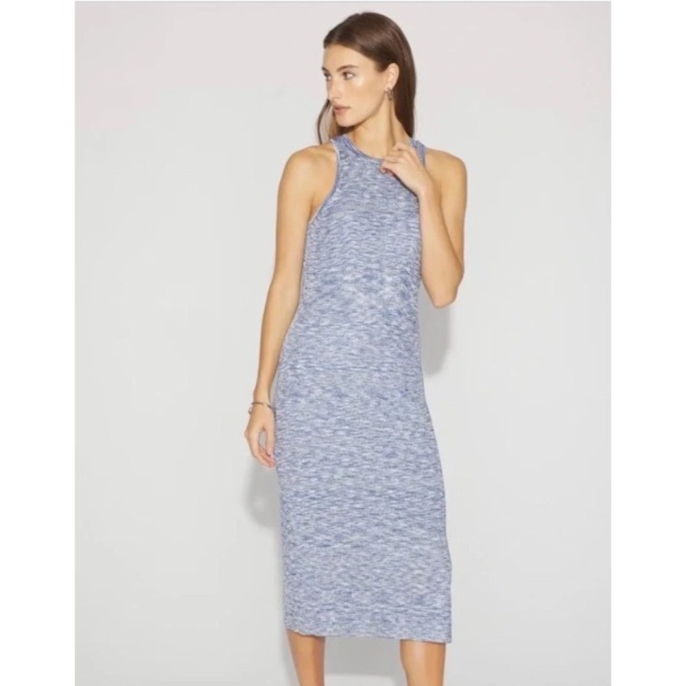 White House‎ Black Market Spacedye Rib Midi Dress Women XXS Blue New With Tags
